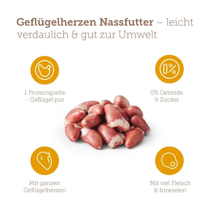 mera pure sensitive Geflügelherzen Nassfutter 6x400g