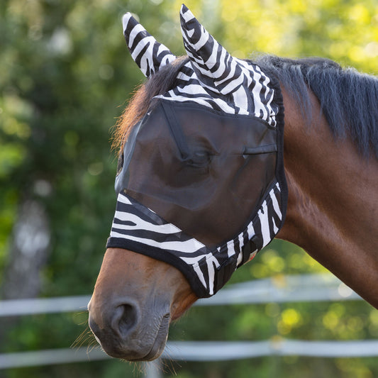 Covalliero Fliegenschutzmaske Zebra mit Ohrenschutz